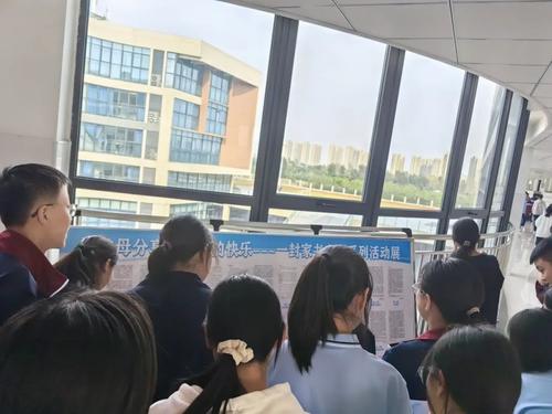 学生们观看展板 学生们观看展板